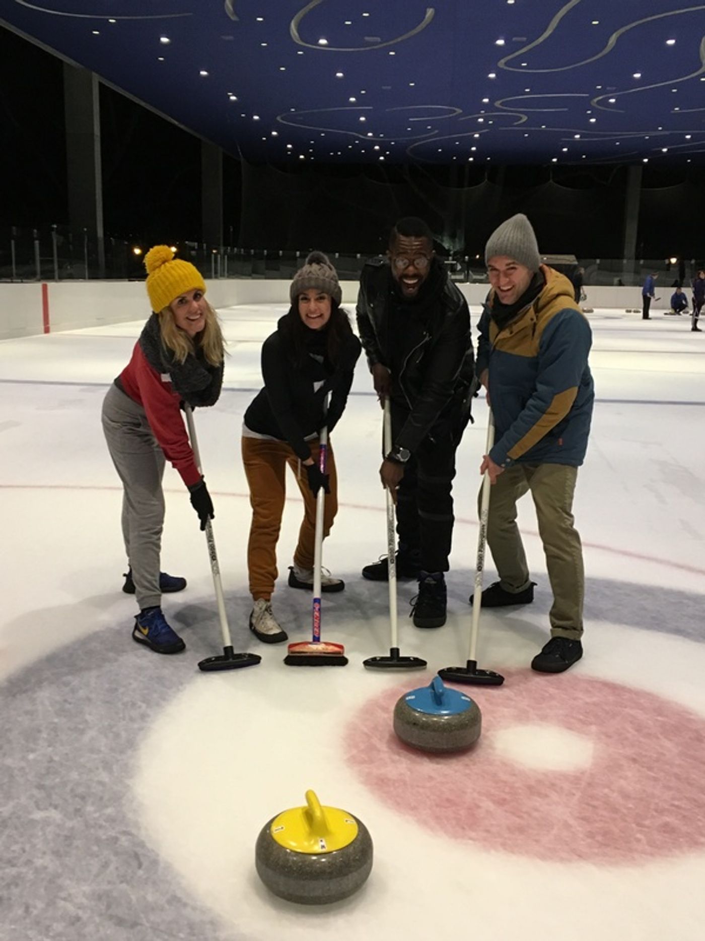 Photo Flash: The Cast of THE PLAY THAT GOES WRONG Finds Immense Success In Olympic Curling!  Image