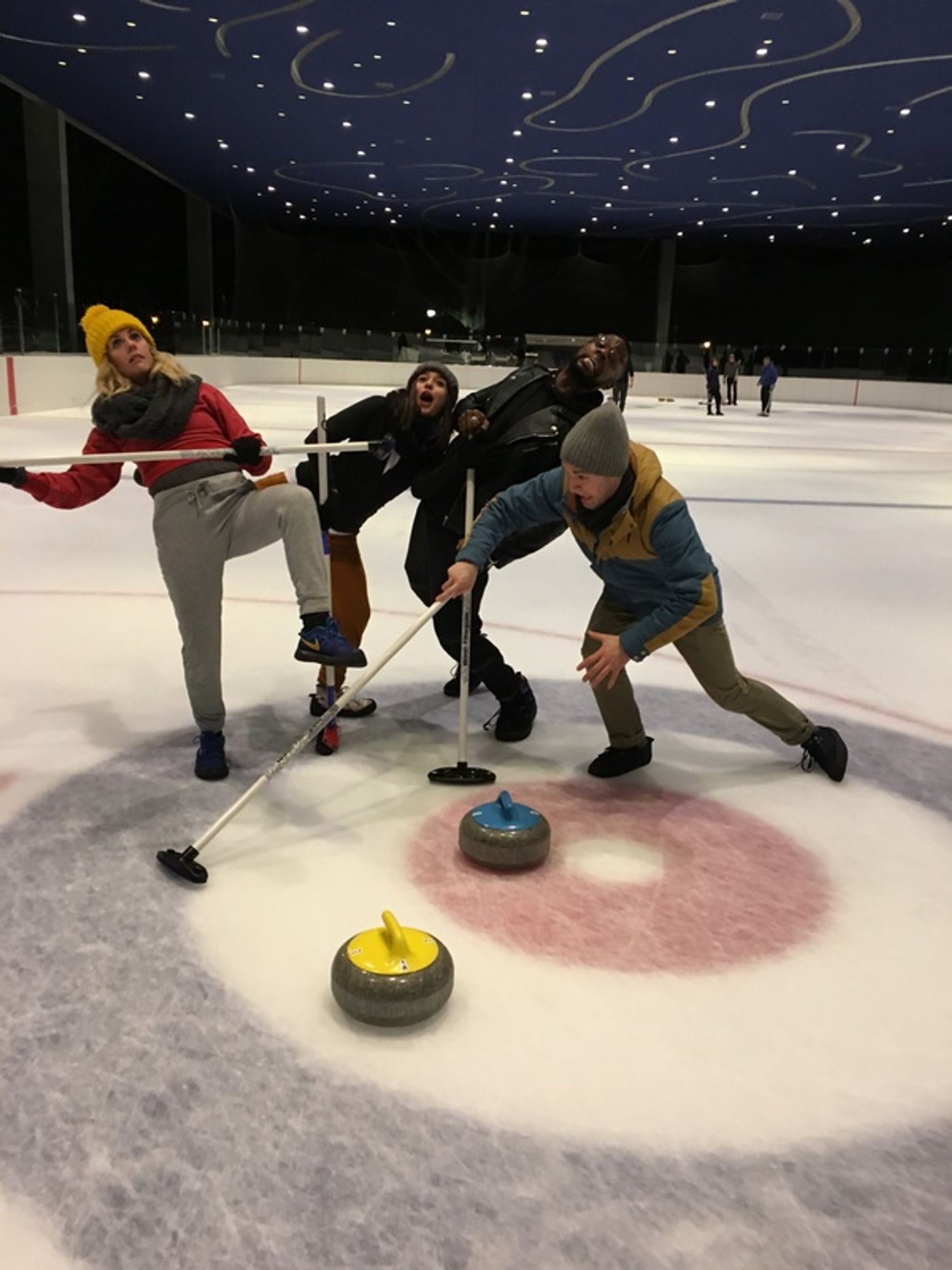 Photo Flash: The Cast of THE PLAY THAT GOES WRONG Finds Immense Success In Olympic Curling!  Image
