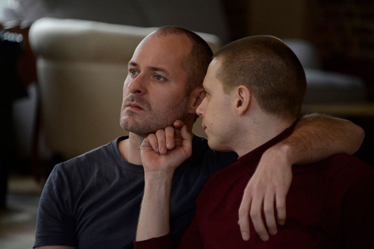 Declan Bennett (Valentin), Samuel Barnett (Molina) at 