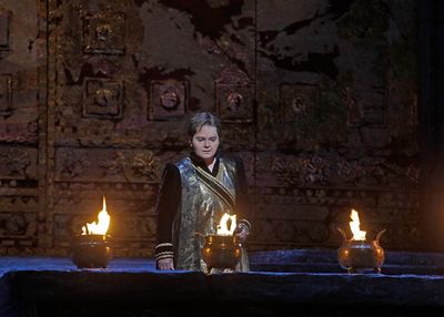 Elizabeth DeShong as Arsace in Rossini's "Semiramide."
 Photo