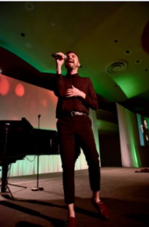 Tyler Glenn of Neon Trees performing â€"Animalâ€ at the SFGMC 40th Anniversa Photo