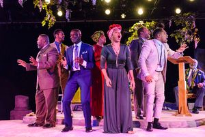 Gregory K. Knight (Choragos), A. J. Calbert (Theseus), Greg Watkins (Polyneices), Jes Photo