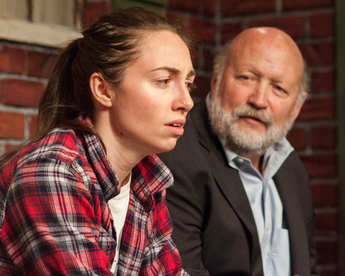 Megan Raitano as Catherine and Allan Whitehead as Robert in Proof at Theater On The Edge  
 at 