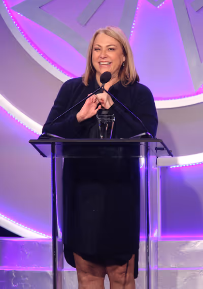 Winner of the Les MAson Award Jan Craft speaks onstage at the 55th Annual ICG Publici Photo
