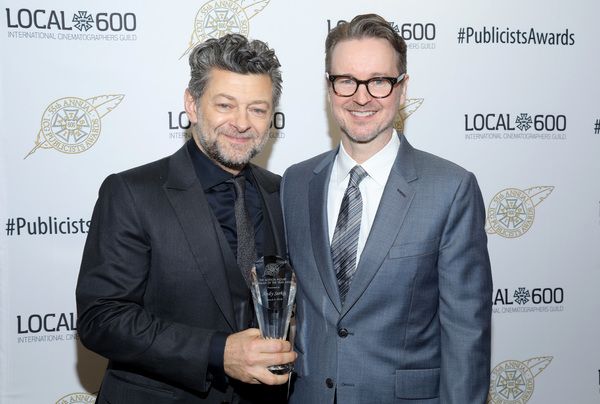 Andy Serkis, winner of The Motion Picture Showman of The Year Award, and presenter Ma Photo