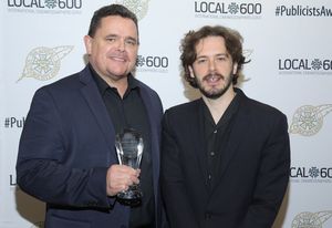 Press Award Winner Mike Fleming, Jr. (L) and presenter Edgar Wright at the 55th Annua Photo