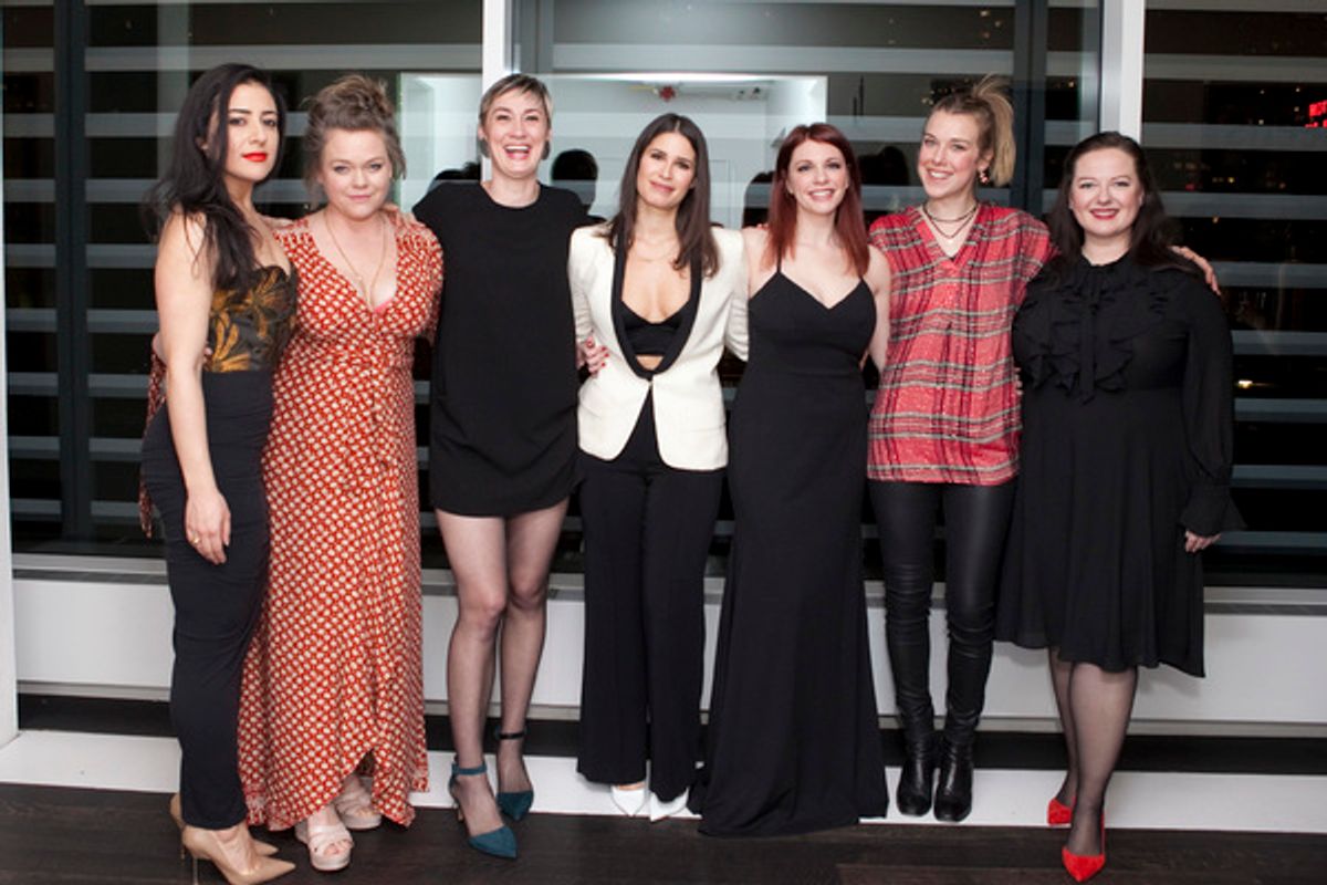 the cast of queens: Nadine Malouf, Ana Reeder, Jessica Love, Nicole Villamil, Andrea Syglowski, Sarah Tolan-Mee, and Zuzanna Szadkowski at 