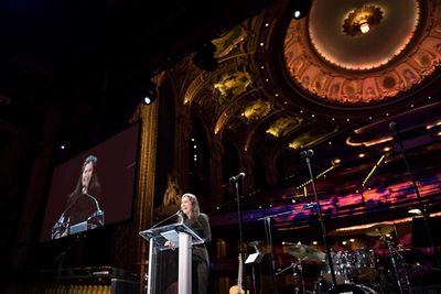 A.R.T. Terrie & Bradley Bloom Artistic Director Diane Paulus speaks at the 2018 A.R.T Photo