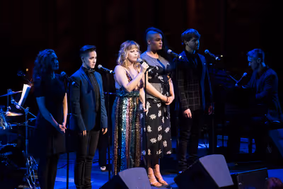 Jagged Little Pill cast members Laurel Harris, Soph Menas, Elizabeth Stanley, Nora Sc Photo