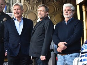 Harrison Ford, Mark Hamill, and George Lucas Photo