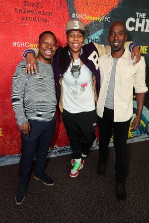 Jason Mitchell and Executive Producer Lena Waithe and Ntare Guma Mbaho Mwine at the 2 Photo