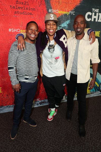 Jason Mitchell and Executive Producer Lena Waithe and Ntare Guma Mbaho Mwine at the 2 Photo