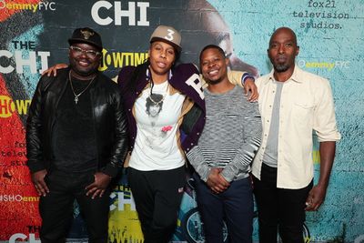 Moderator Lil Rel Howery, Executive Producer Lena Waithe, Jason Mitchell and Ntare Gu Photo