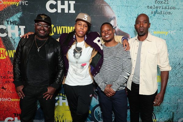 Moderator Lil Rel Howery, Executive Producer Lena Waithe, Jason Mitchell and Ntare Gu Photo