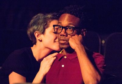 Anna Basile and Ronald Lewis in THE FLICK at The Wilbury Theatre Group. Photo by Erin Photo