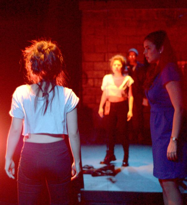 Carolina Do (Cassandra), Sam Kebede (DJ Scatterwall), Sarah Moore (Jo) Photo