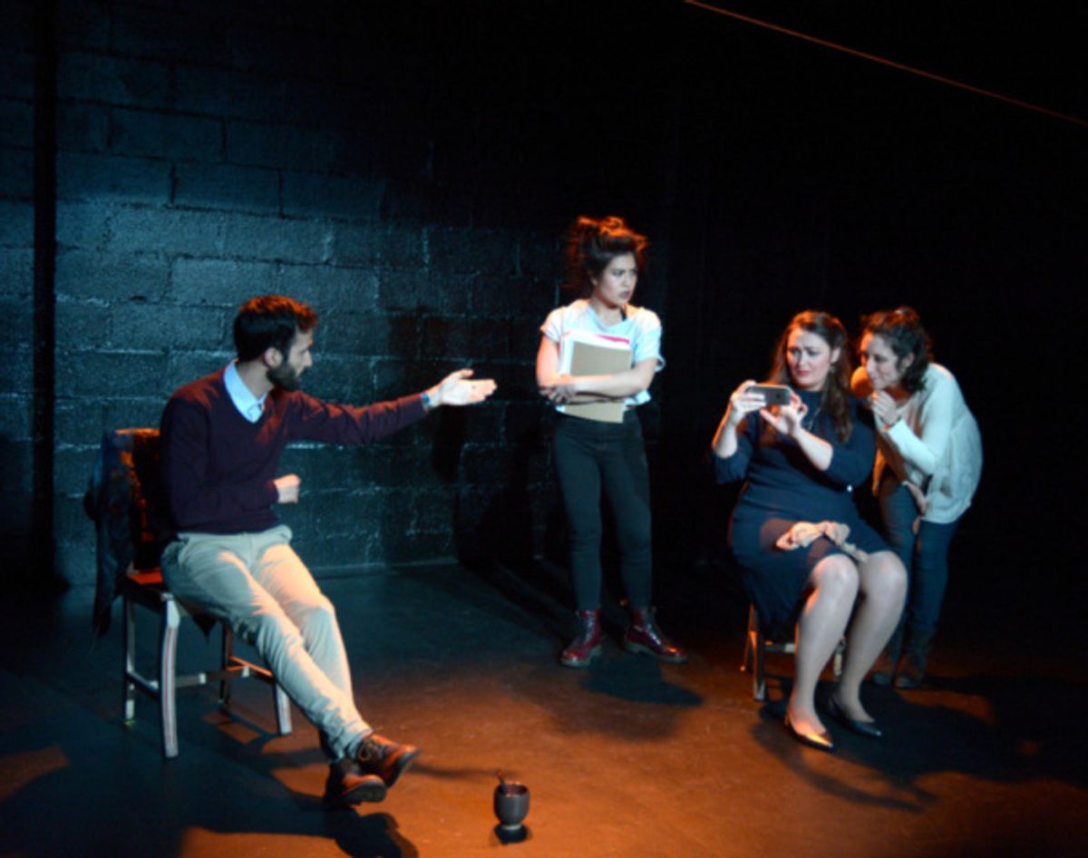 Eric Cotti (Deiphobus), Carolina Do (Cassandra), Giverny Petitmermet (Andromache), Hannah Seusy (Polyxena) at 