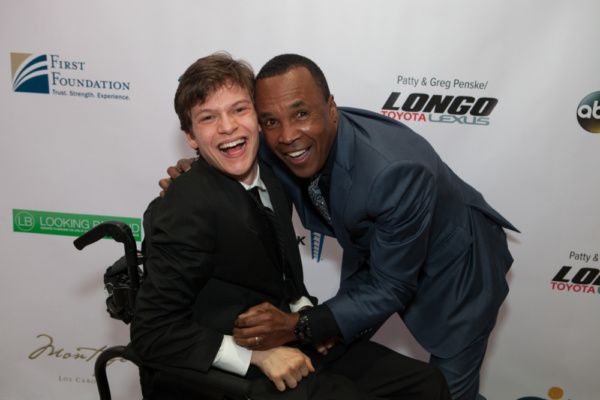 Micah Fowler and Sugar Ray Leonard at United Cerebral Palsy Los Angeles' Art of Care  Photo