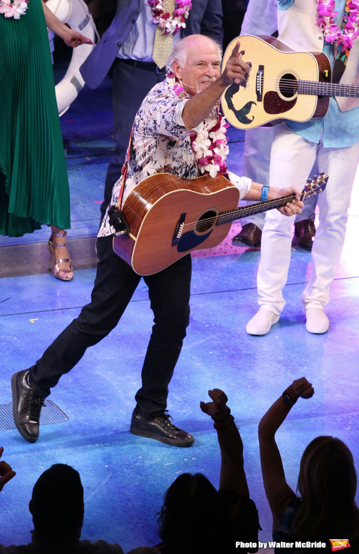 Jimmy Buffett 'Escape To Margaritaville' at The Marquis Theatre on March 15, 2018 in New York City. at Jimmy Buffett Joins the Cast of ESCAPE TO MARGARITAVILLE for Opening Night Bows!