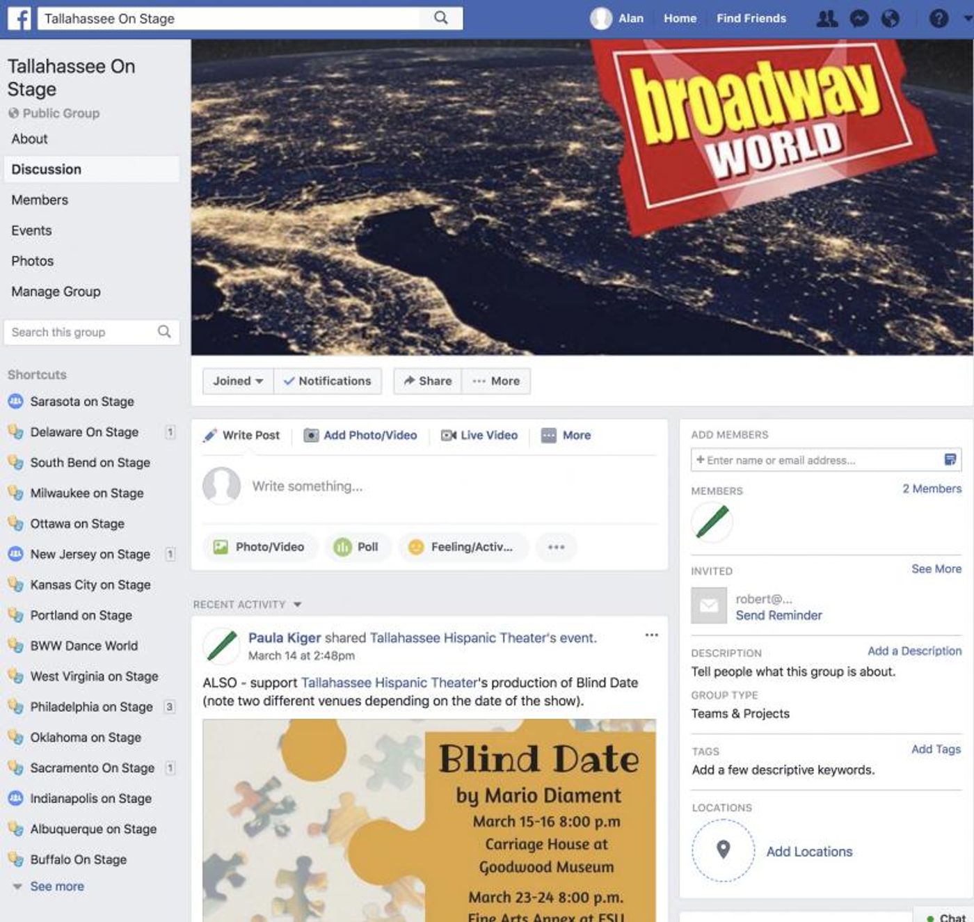 Announcing BWW Tallahassee on Stage Facebook Group  Image