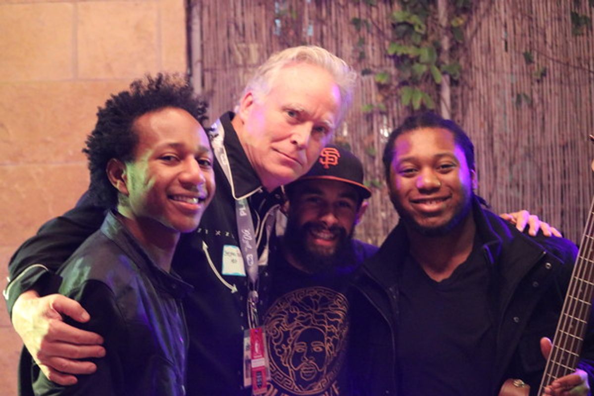 Stephen Easley with members of The Peterson Brothers - SXSW 2018PHOTO CREDIT: Kathy Strain at BWW Coverage SXSW 2018: Buddy Holly Educational Foundation Fundraiser during SXSW
