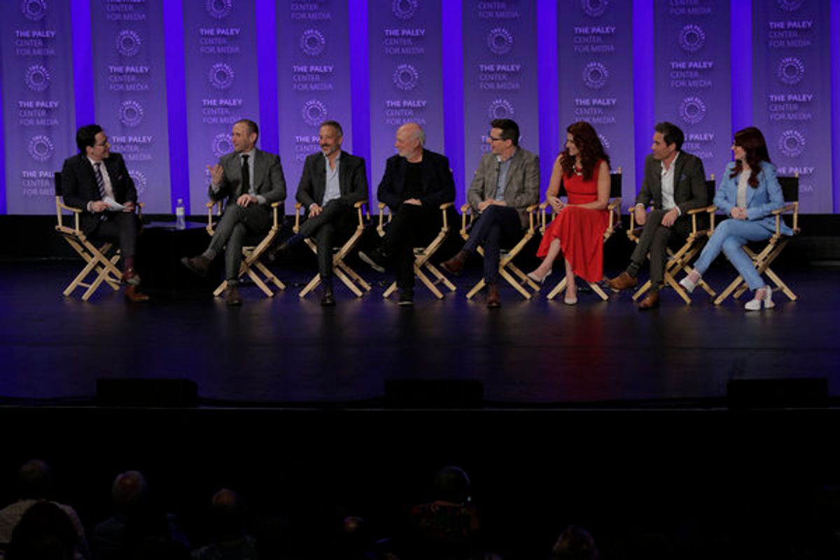 Dan Bucatinsky,  Max Mutchnick, David Kohan, Sean Hayes, Debra Messing, Eric McCormack, Megan Mullally at 