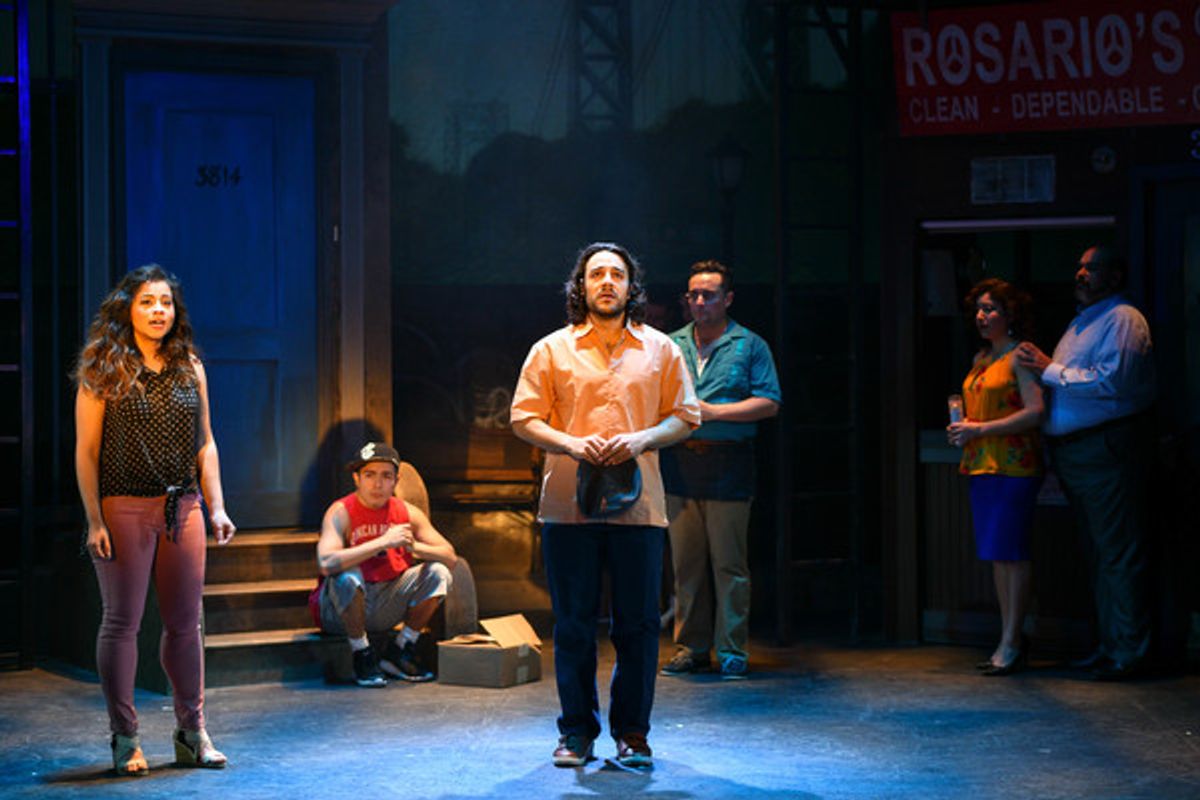 Cherry Torres (Nina), Nick Martinez (Sonny), Spiro Marcos (Usnavi), Vincent Ortega (Piragua Guy), Shadia Fairuz (Camila) and Paul Aguirre (Kevin) at 