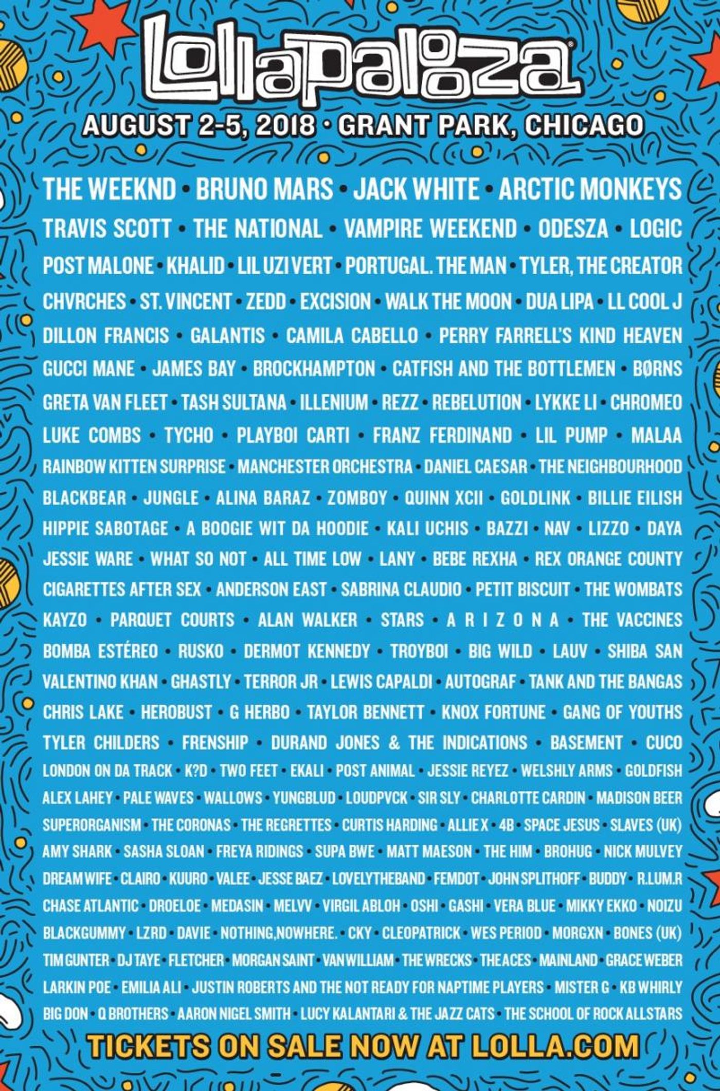 Lollapalooza Announces 2018 Lineup including Bruno Mars, The Weeknd, & More Lollapalooza Announces 2018 Lineup including Bruno Mars, The Weeknd, & More Image