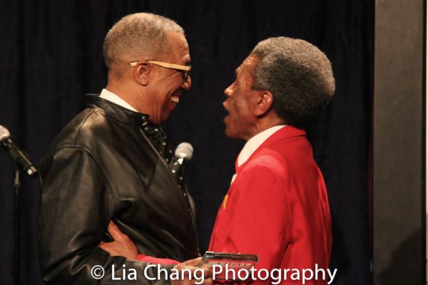 George Faison presented the 2018 Bob Harrington Lifetime Achievement Award to Andre D Photo