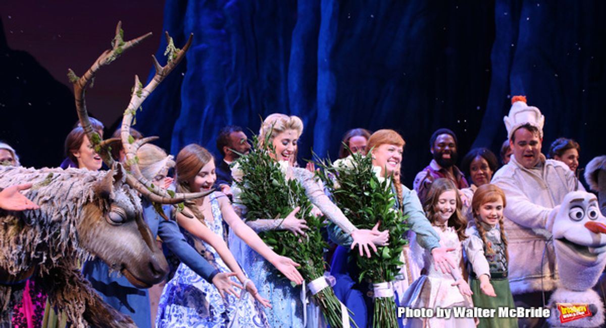 Caissie Levy and Patti Murin with cast  at 