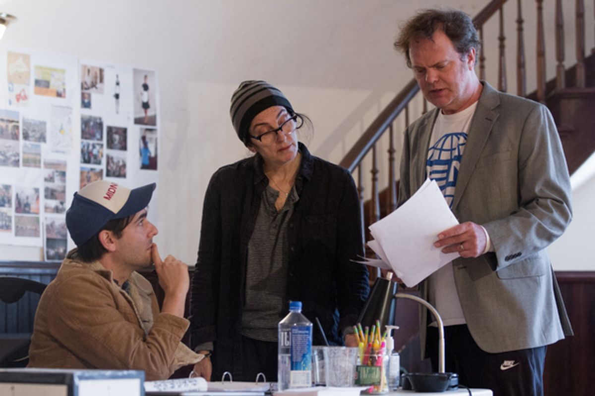 Matthew-Lee Erlbach, Tina Landau and Rainn Wilson at 