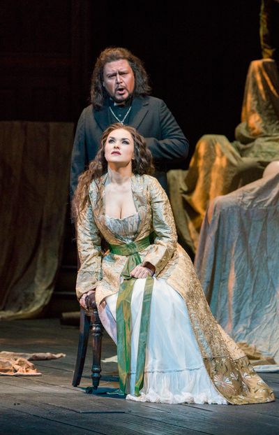 Vitalij Kowaljow as Raimondo and Olga Peretyatko-Mariotti in the title role of Donize Photo