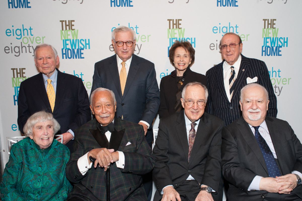 Backrow: Finance leader and honoree John G. Heimann; Finance leader and honoree Roy Zuckerberg; Renowned journalist and honoree Marilyn Berger; Entertainment legend and honoree Clive Davis

Front row: Philanthropy stalwart and honoree Elizabeth McCormack; at 