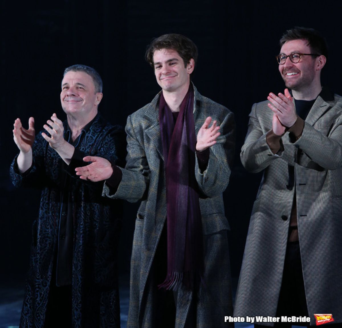 Nathan Lane, Andrew Garfield and James McArdle  at 