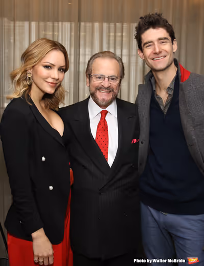 Katharine McPhee with producer Barry Weissler and costar Drew Gehling  Photo