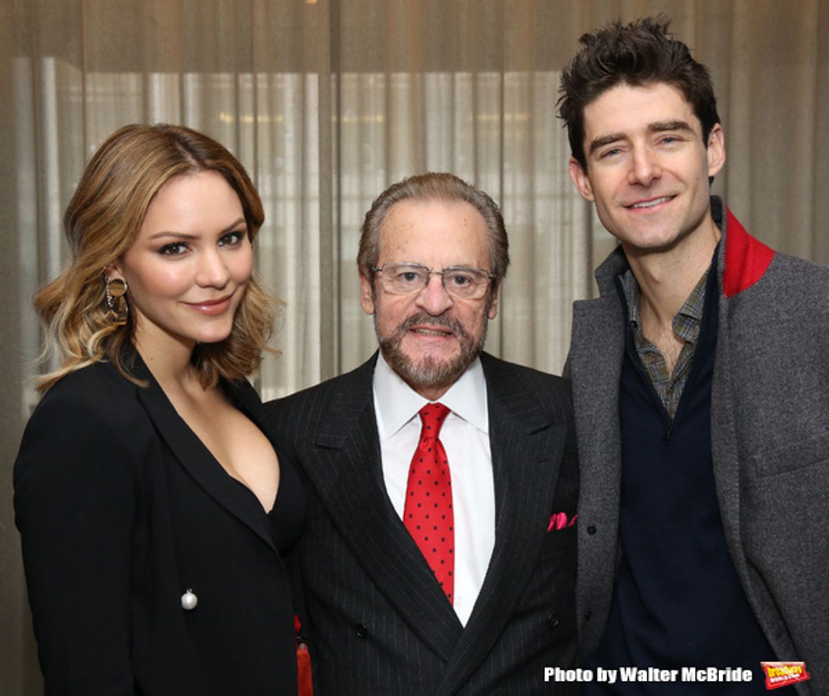 Katharine McPhee with producer Barry Weissler and costar Drew Gehling  at 