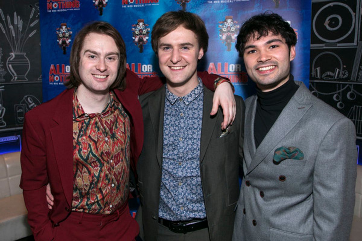 Samuel Pope (Young Steve Marriott), Stefan Edwards (Kenney Jones) and Stanton Wright (Ronnie Lane) at 