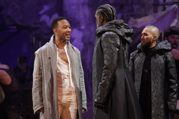 John Legend as Jesus, Norm Lewis as Caiaphas, Jin Ha as Annas (??Hosanna??) Photo