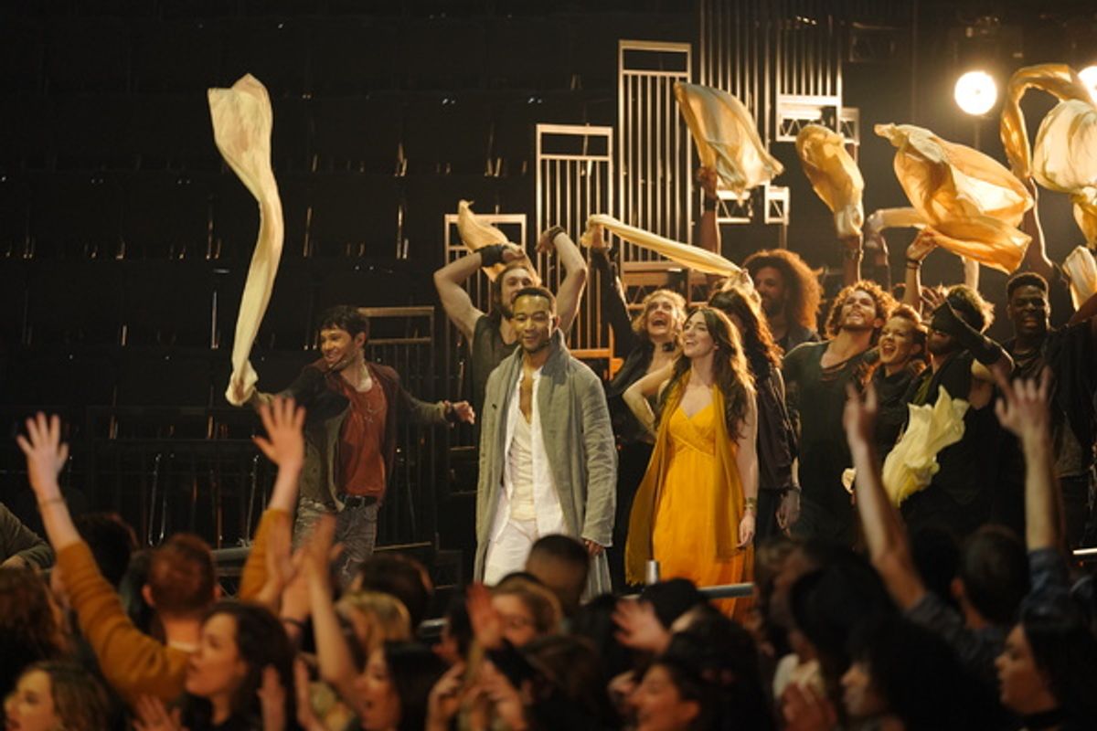 Jason Tam as Peter, John Legend as Jesus, Sara Bareilles as Mary Magdalene (â€"Hosannaâ€) at 