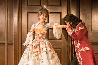 Haydn Gwynne (Lady Wishfort) and Alex Beckett (Waitwell) Photo