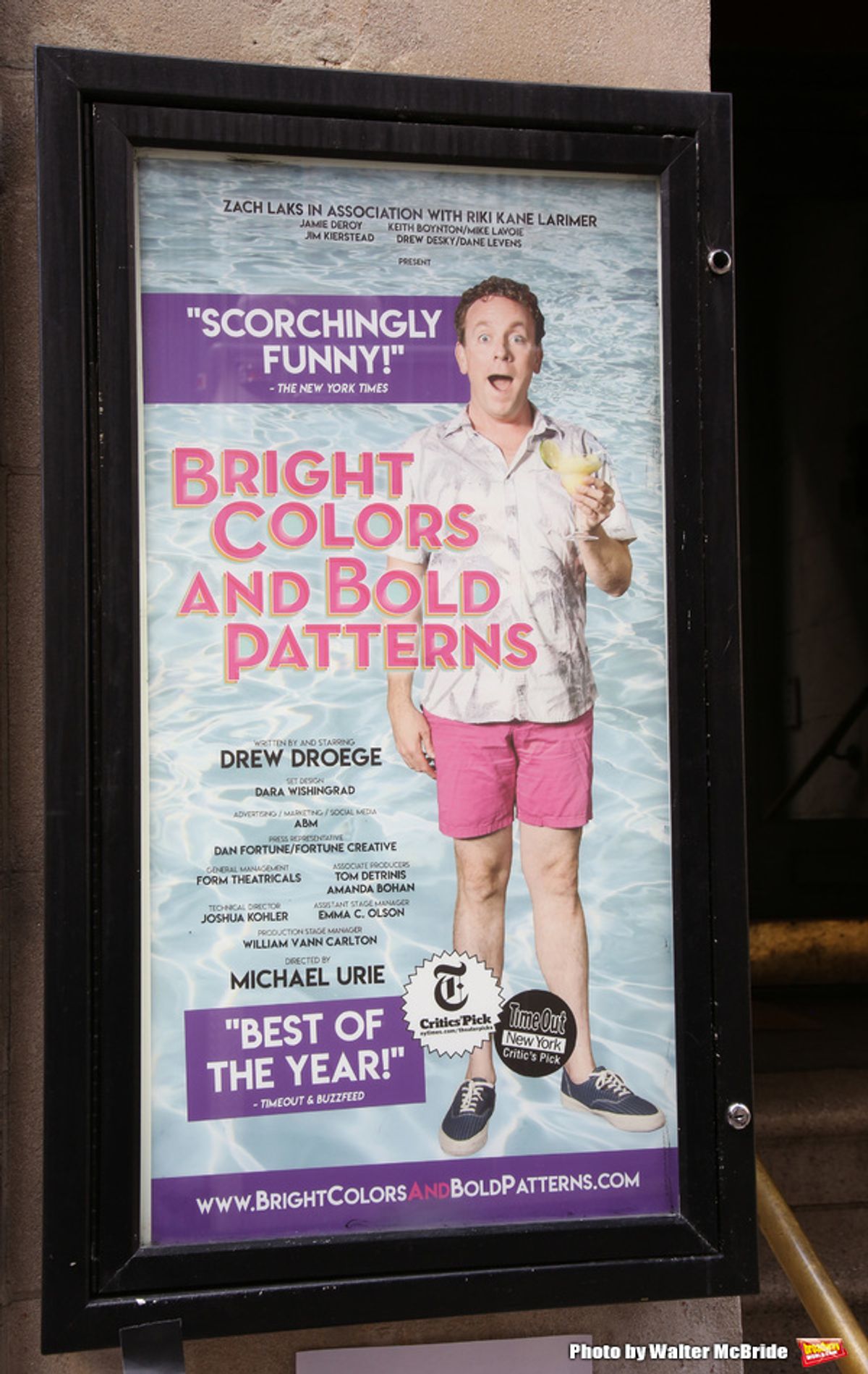Theatre Marquee -  behind the scenes as BroadwayHD Films 'Bright Colors And Bold Patterns' directed by Michael Urie at The Soho Playhouse on April 10, 2018 in New York City. at 