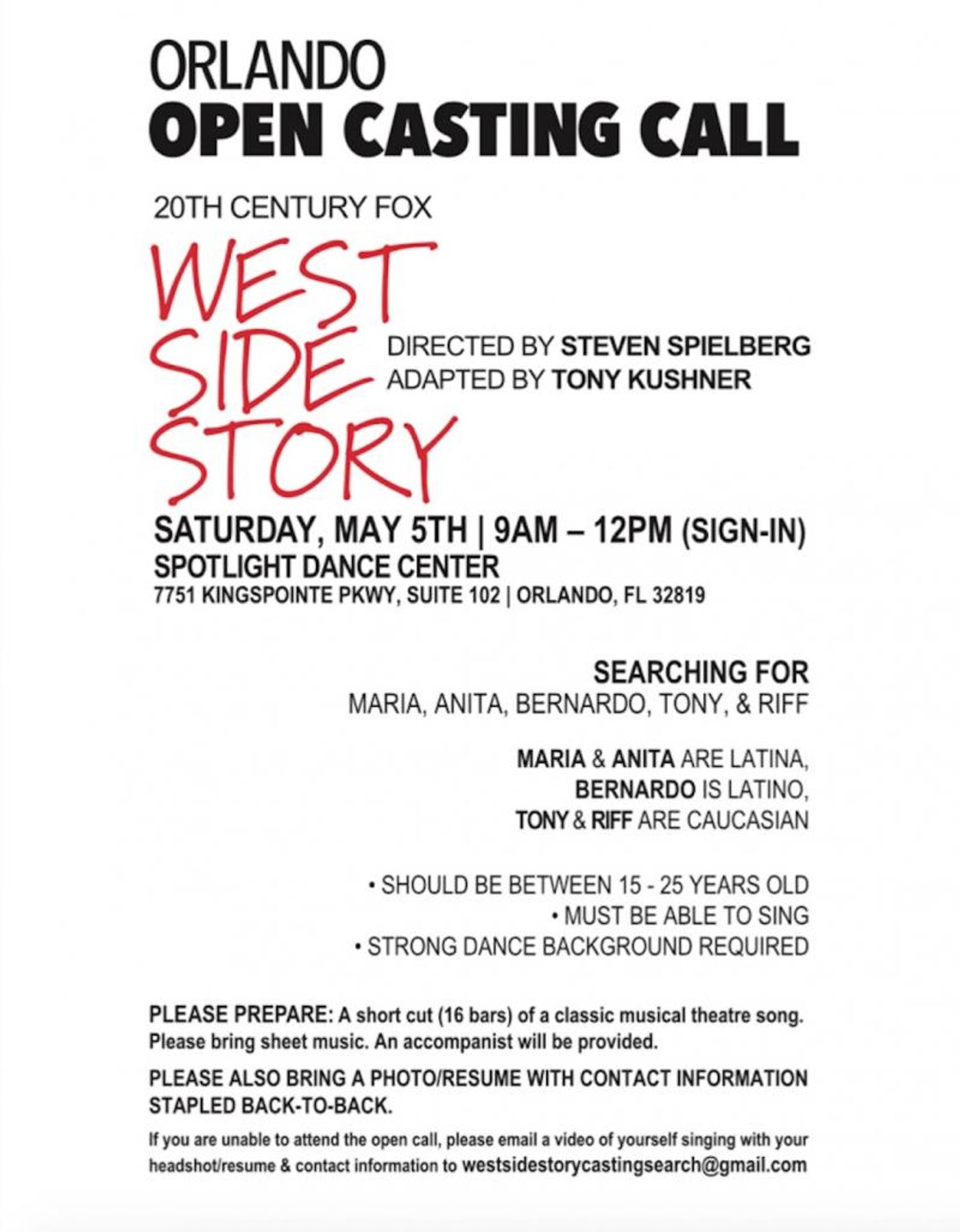 Steven Spielberg's WEST SIDE STORY Remake Will Hold Open Call This Weekend in NYC!  Image