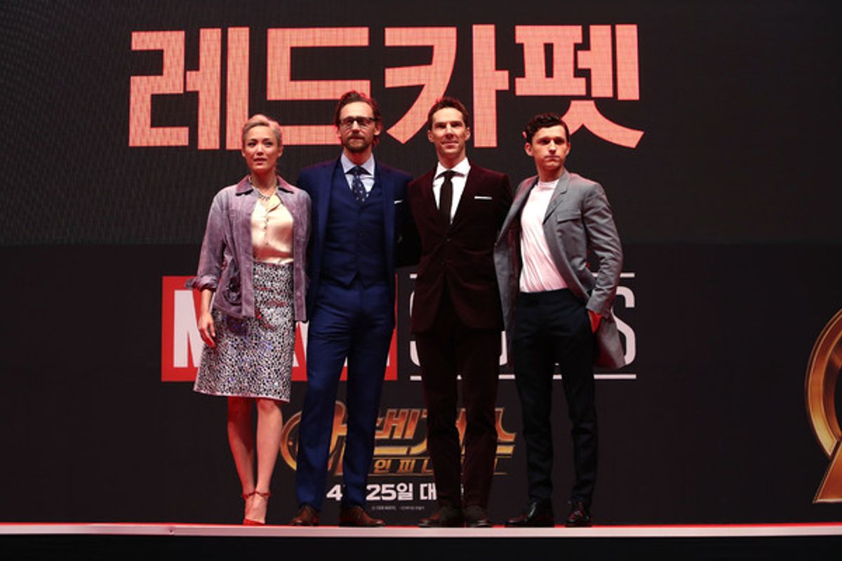Tom Hiddleston; Benedict Cumberbatch; Tom Holland; Pom Klementieff at 