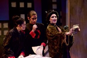 Emily Jacoby (Bun Foo), Connor Brigola (Ching Ho), and Kendall Kingdeski (Mrs. Meers) Photo