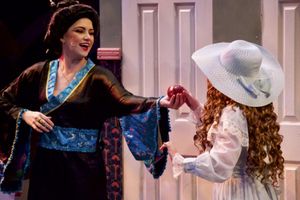 Kendall Kingdeski (Mrs. Meers) and Gabrielle Martinez (Miss Dorothy Brown) in Limelight Performing Arts' production of Thoroughly Modern Millie on stage at the Mesa Arts Center thru April 22, 2018. @ BroadwayWorld Kendall Kingdeski (Mrs. Meers) and Gabrielle Martinez (Miss Dorothy Brown) in Limelig Photo