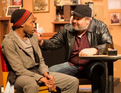 Evan Lovelace (Franco) and Michael Juncker (Luther) in SUPERIOR DONUTS at Olathe Civi Photo