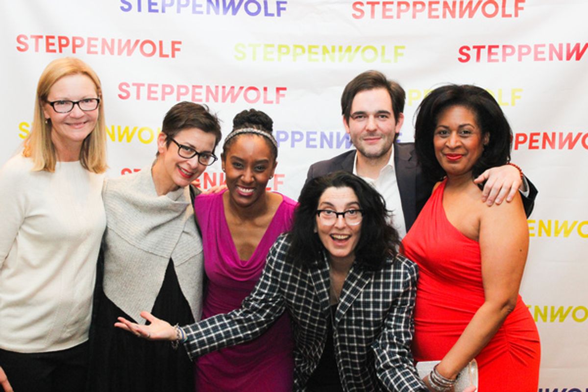 Joan Allen, Steppenwolf Artistic Director Anna D. Shapiro, Celeste M. Cooper, playwright Matthew-Lee Erlbach, Ora Jones, and (in front) director Tina Landau at 