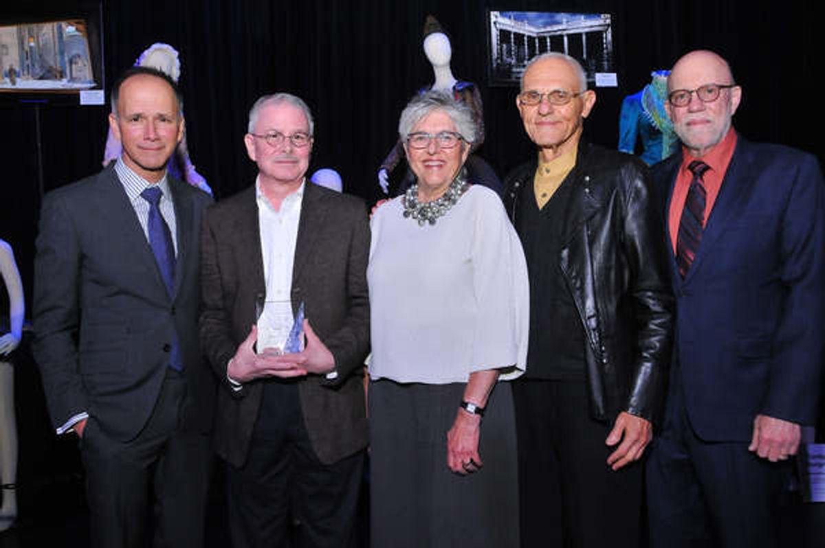 Robert L. B. Tobin Theatre Arts Fundâ€™s Robert Perdziola, award winner Zach Brown, Tobinâ€™s Linda Hardberger and Mel Weingart and award presenter Douglas Wager at 