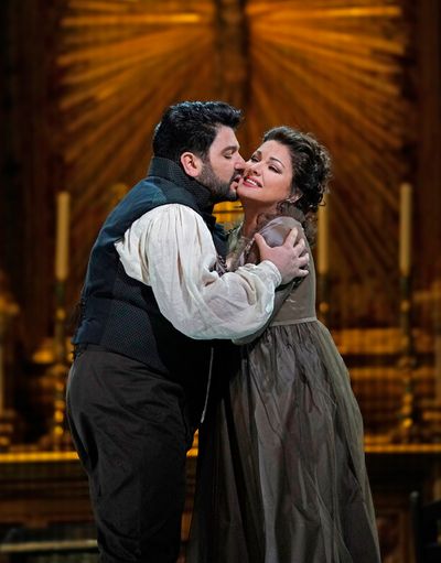 Yusif Eyvazov as Cavaradossi and Anna Netrebko in the title role of Puccini's "Tosca. Photo