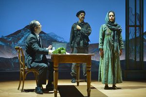 Haysam Kadri as Rasheed, Kate Rigg as Mariam, and Nadine Malouf as Laila @ BroadwayWorld Haysam Kadri as Rasheed, Kate Rigg as Mariam, and Nadine Malouf as Laila Photo